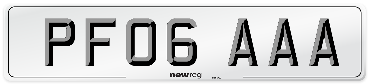 PF06 AAA Number Plate from New Reg
